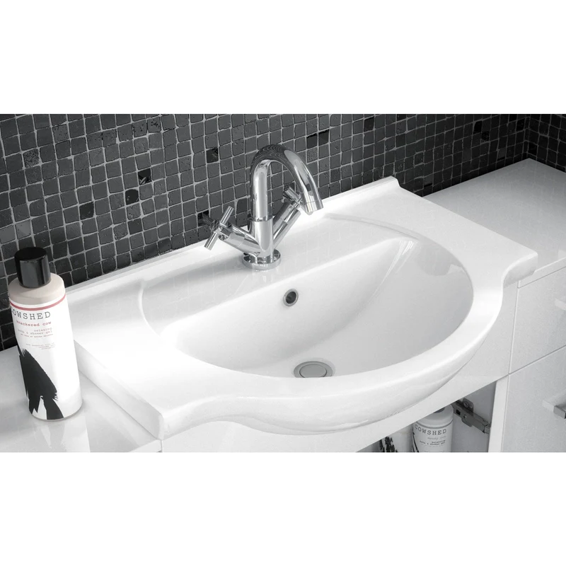 Nuie Mayford 550 x 300mm Floor Standing Vanity Unit With 2 Doors & Ceramic Basin - Gloss White