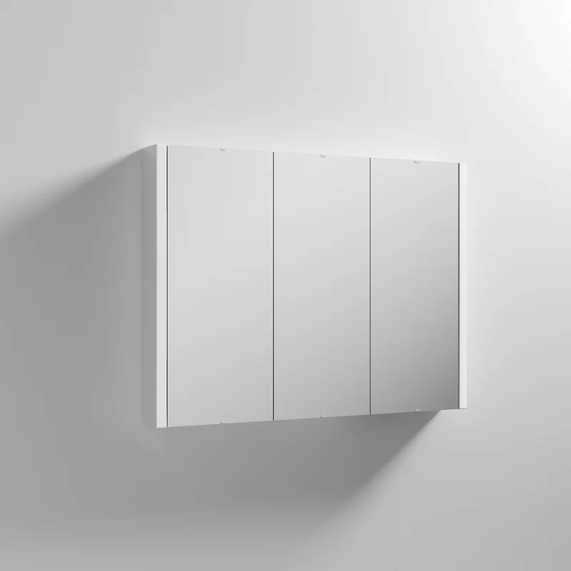 Nuie Eden 900 x 650 x 100mm Mirror Cabinet With 3 Doors - Gloss White