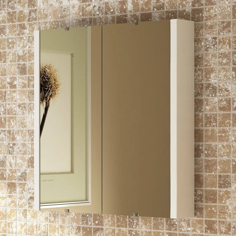 Nuie Eden 617 x 650 x 100mm Mirror Cabinet With 2 Doors - Gloss White