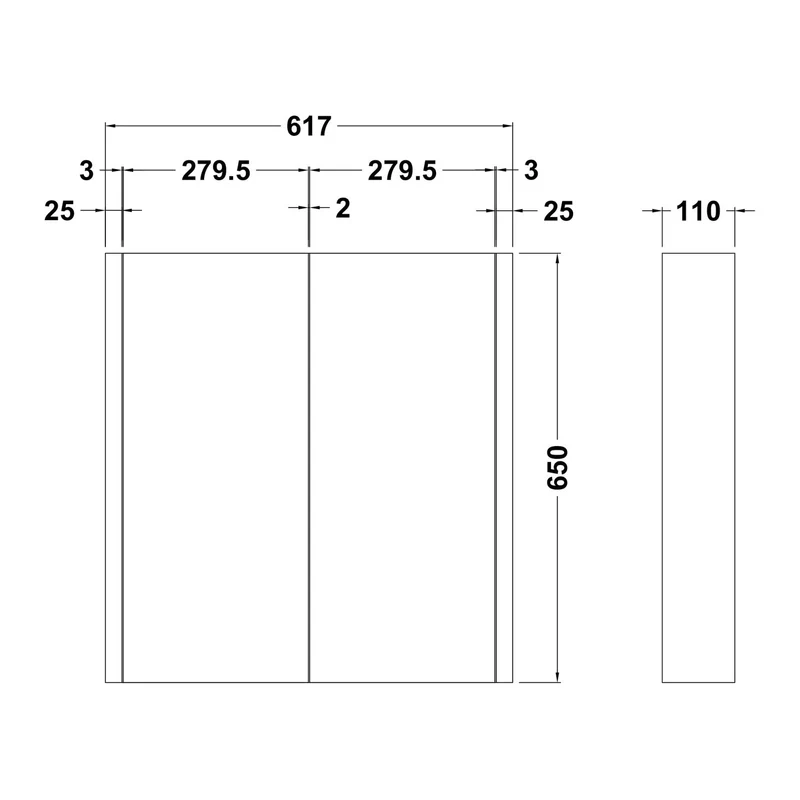 Nuie Eden 617 x 650 x 100mm Mirror Cabinet With 2 Doors - Gloss White