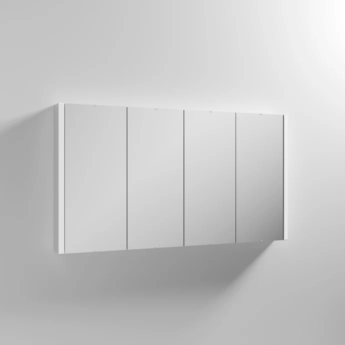 Nuie Eden 1200 x 650 x 100mm Mirror Cabinet With 4 Doors - Gloss White