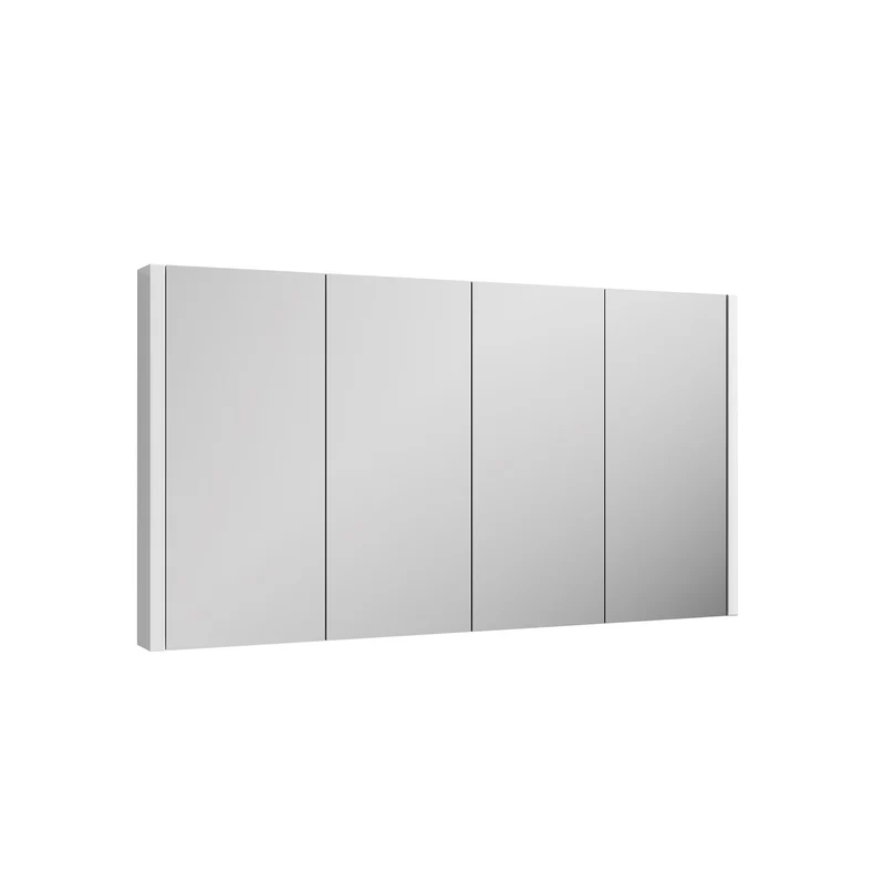 Nuie Eden 1200 x 650 x 100mm Mirror Cabinet With 4 Doors - Gloss White
