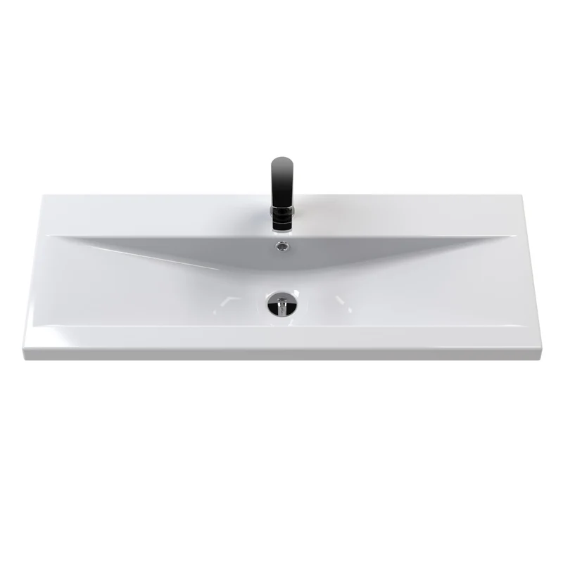 Nuie Eden 1010 x 390mm Floor Standing Vanity Unit With 3 Doors, 2 Drawers & Ceramic Basin - Gloss White