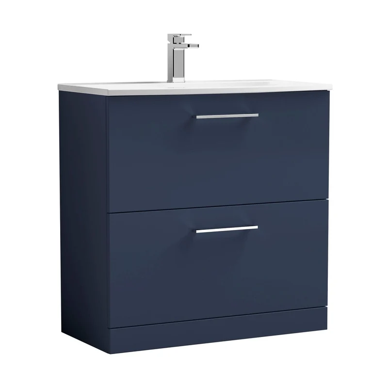 Nuie Arno 800mm Floor Standing 2-drawer Vanity & Basin 4 Contemporary Midnight Blue MFC 830x810x440mm