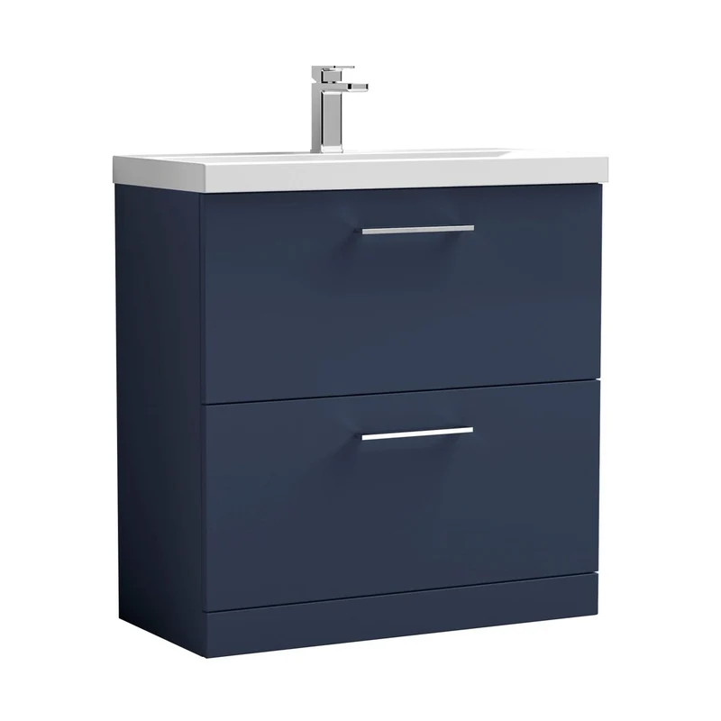 Nuie Arno 800mm Floor Standing 2-drawer Vanity & Basin 1 Contemporary Midnight Blue MFC 840x810x390mm