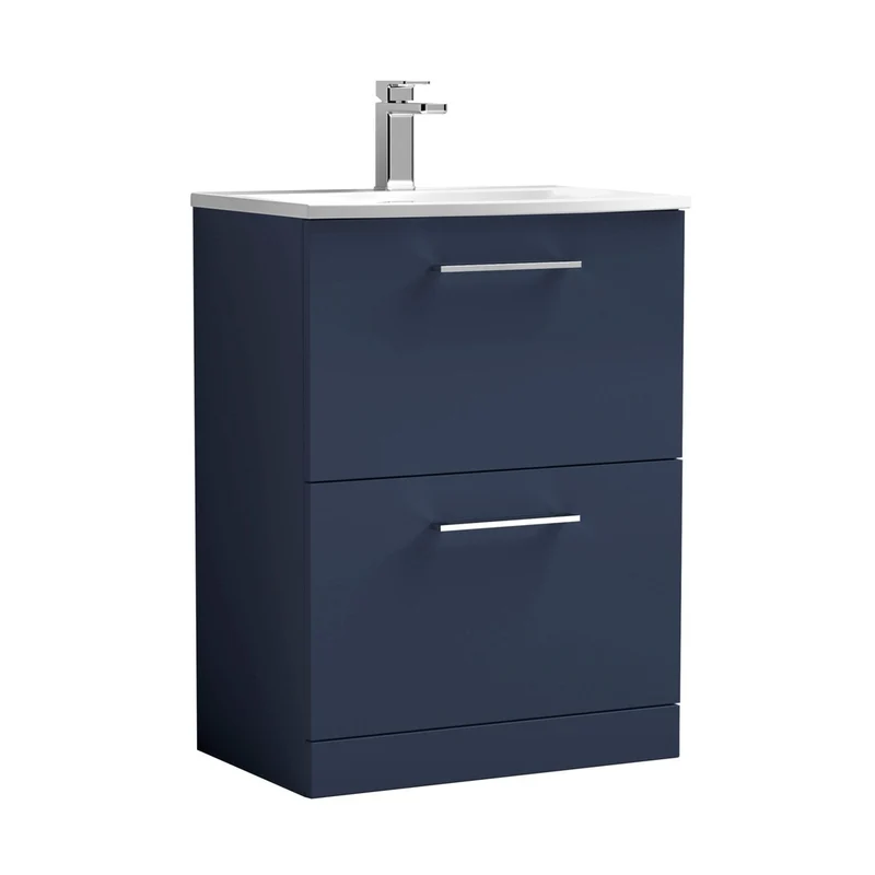 Nuie Arno 600mm Floor Standing 2-drawer Vanity & Basin 4 Contemporary Midnight Blue MFC 830x610x440mm