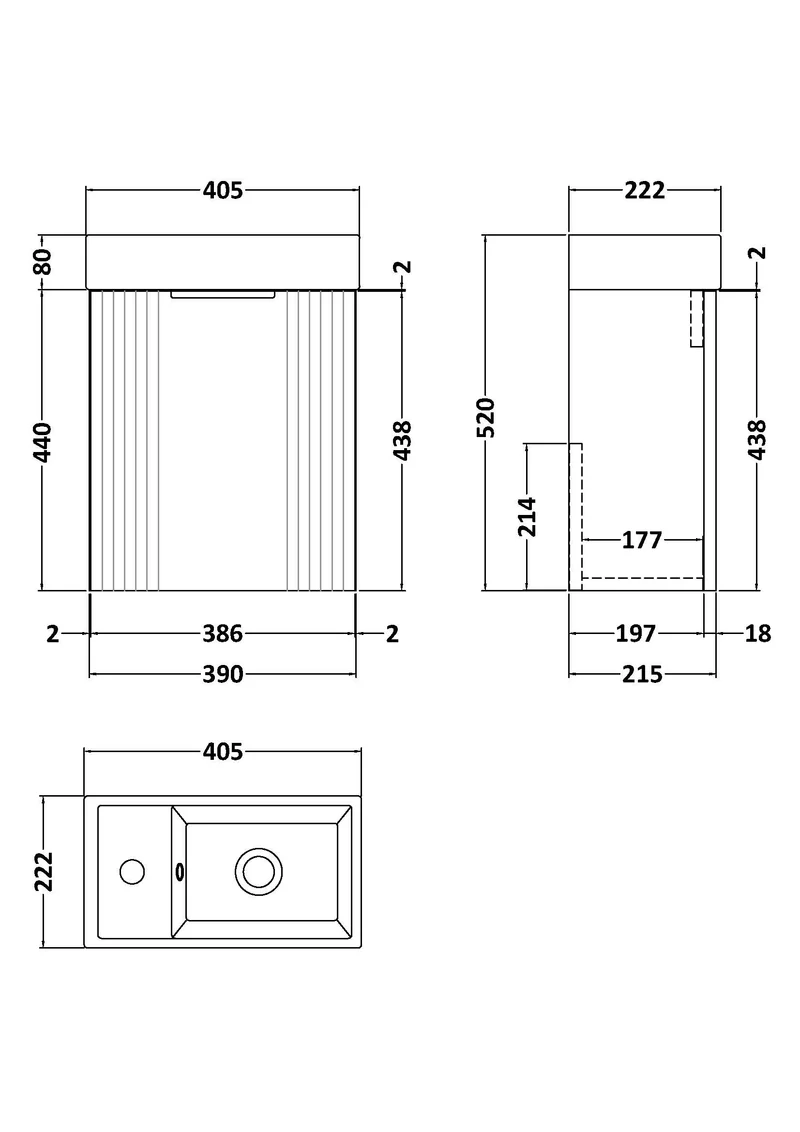 Nuie 400mm Satin White Wall Hung Cabinet & Basin
