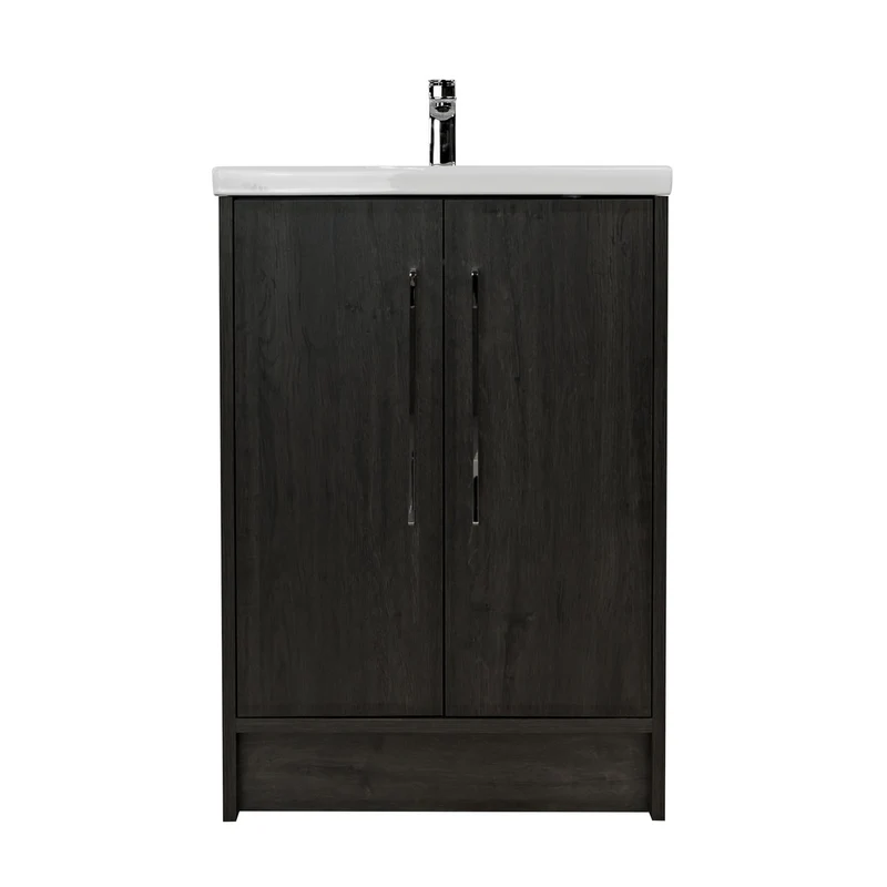 Josef Martin Urbano 600mm Space Saver Floor Standing 2 Door Vanity Unit & Mid Edge Inset Basin - Roble Azabache