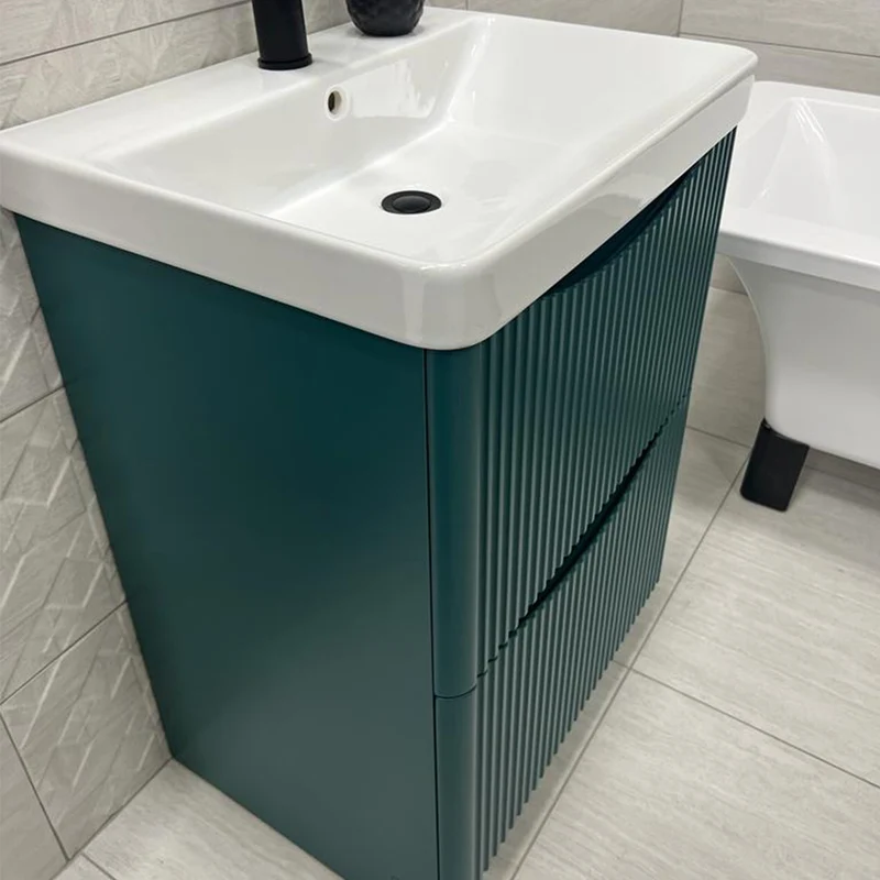 Josef Martin Happi Full Fluted 600mm Floor Standing Vanity Unit & Inset Basin - Goblin