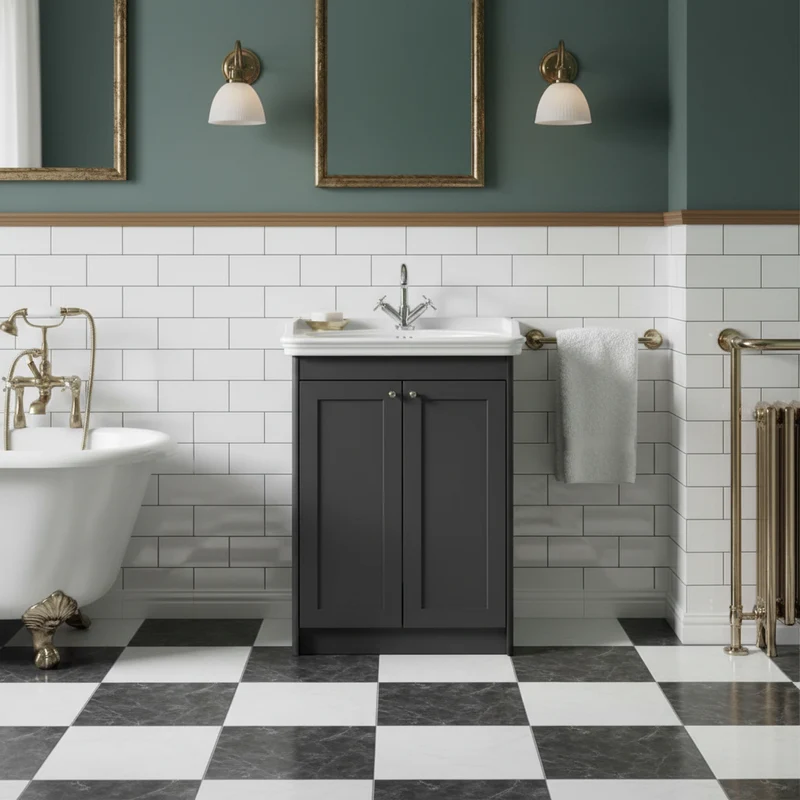 Victoriana 650mm Traditional Vanity Unit & Basin - Charcoal Grey