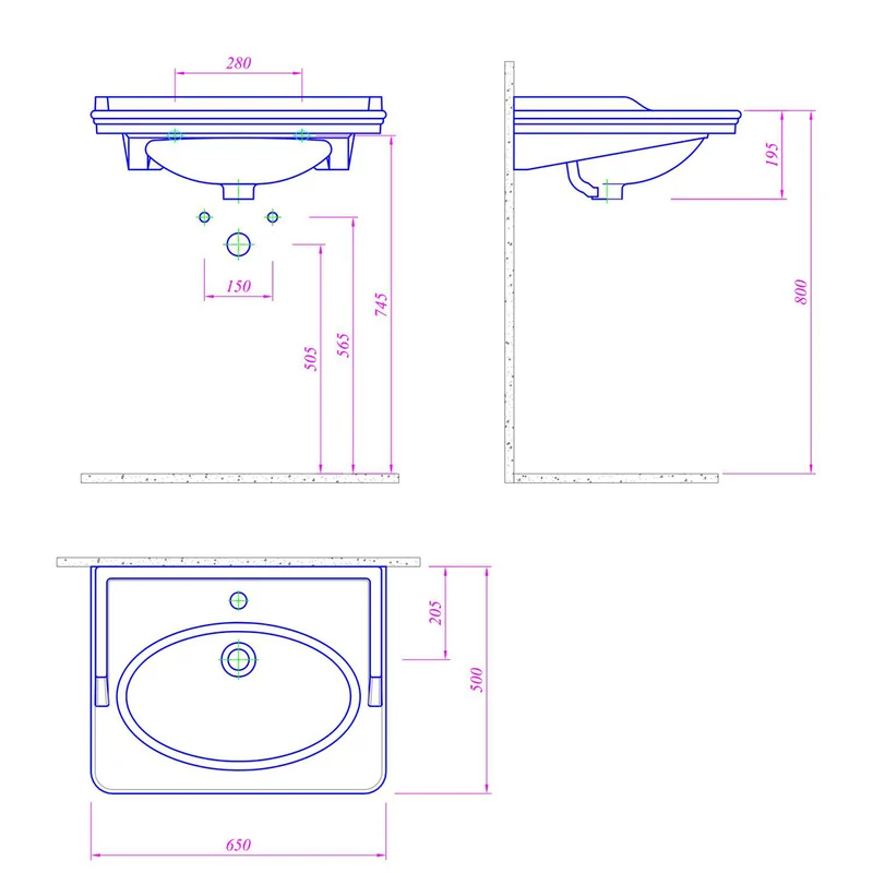 Victoriana 650mm Traditional Vanity Unit & Basin - Charcoal Grey