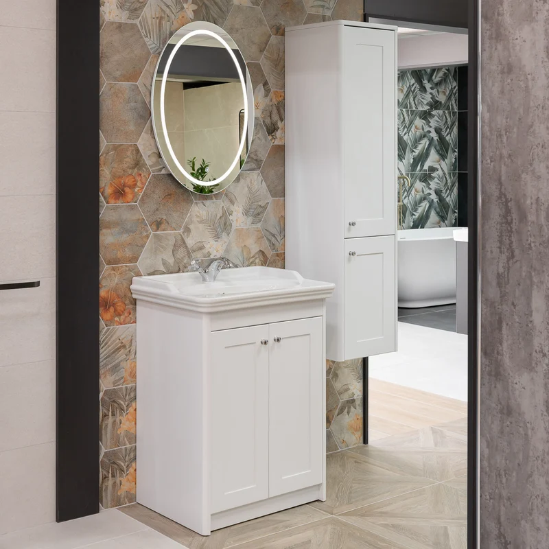 Victoriana 650mm Traditional Vanity Unit & Basin - Chalk White