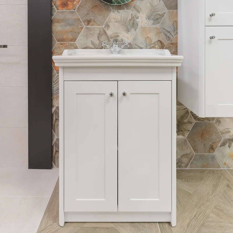 Victoriana 650mm Traditional Vanity Unit & Basin - Chalk White
