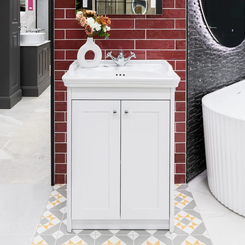 Victoriana 650mm Traditional Vanity Unit & Basin - Chalk White