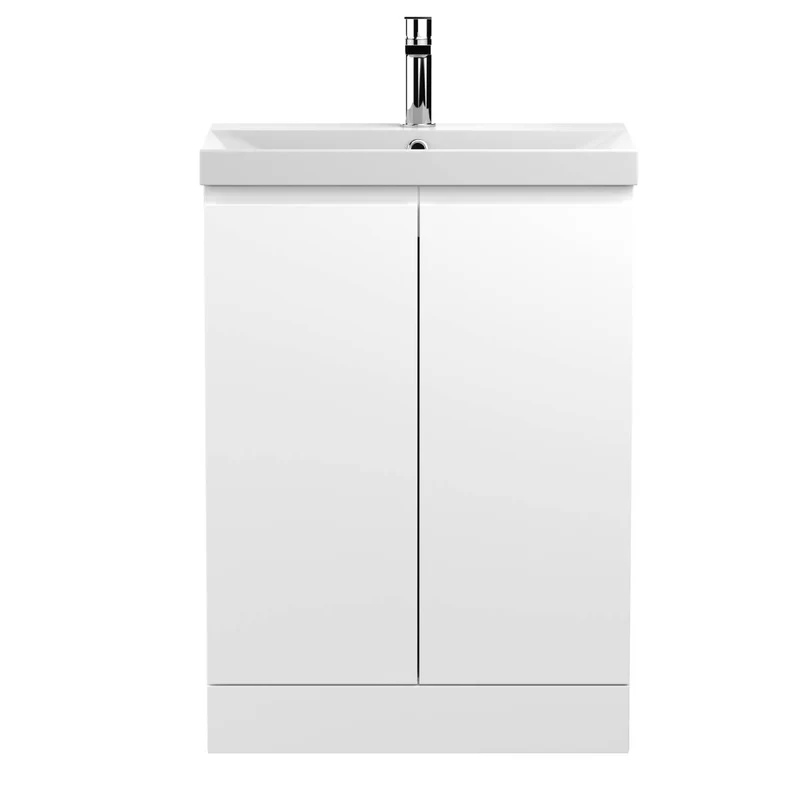 Hudson Reed Urban 600mm Floor Standing Vanity Unit & Thin-Edged Basin - Satin White URB108D
