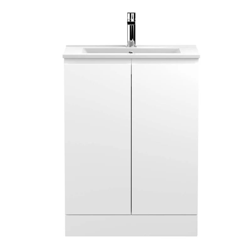 Hudson Reed Urban 600mm Floor Standing Vanity Unit & Minimialist Basin - Satin White URB108B