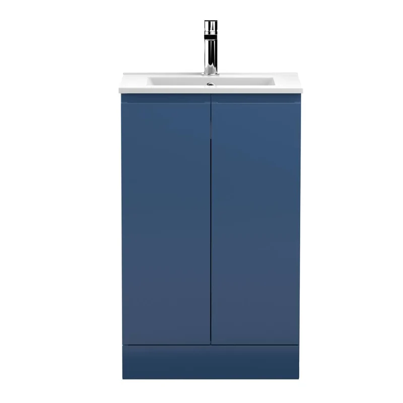 Hudson Reed Urban 500mm Floor Standing Vanity Unit & Minimialist Basin - Satin Blue URB307B