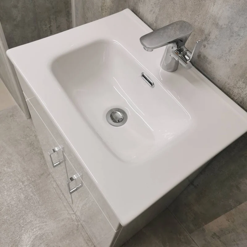 Bergo 500mm Floor Standing Vanity Unit & Minimalist Basin - Gloss White