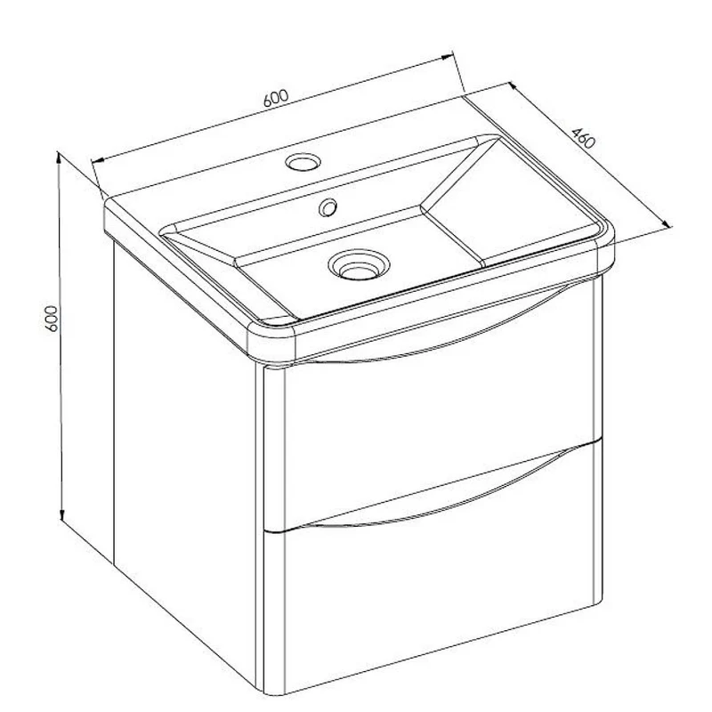 Happi 600mm Wall Hung Vanity Unit & Basin - French Grey