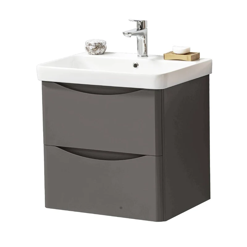 Happi 600mm Wall Hung Vanity Unit & Basin - Dark Lead
