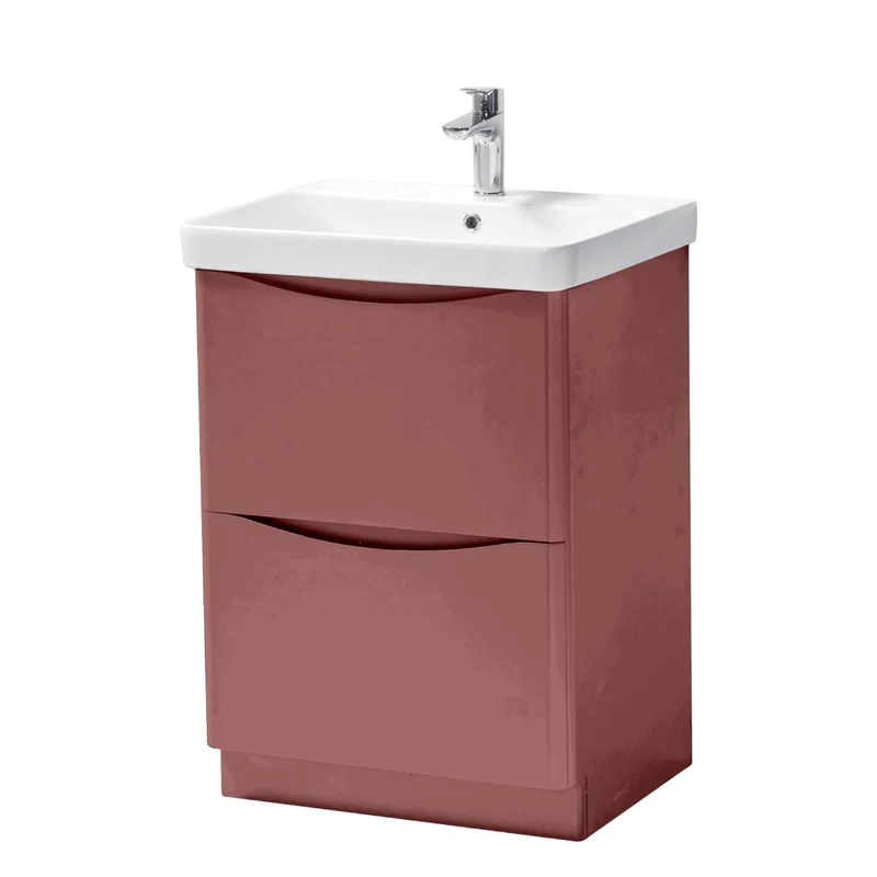Happi 600mm Floor Standing Vanity Unit & Basin - Victorian Rose
