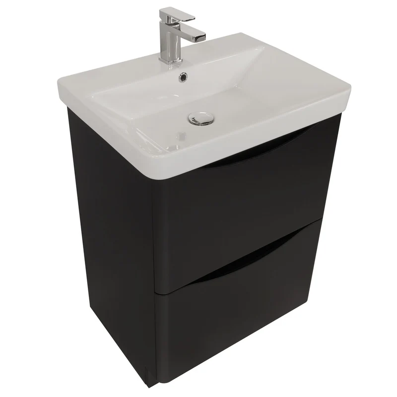 Happi 600mm Floor Standing Vanity Unit & Basin - Black
