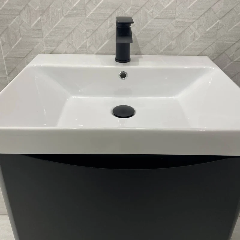 Happi 600mm Floor Standing Vanity Unit & Basin - Black