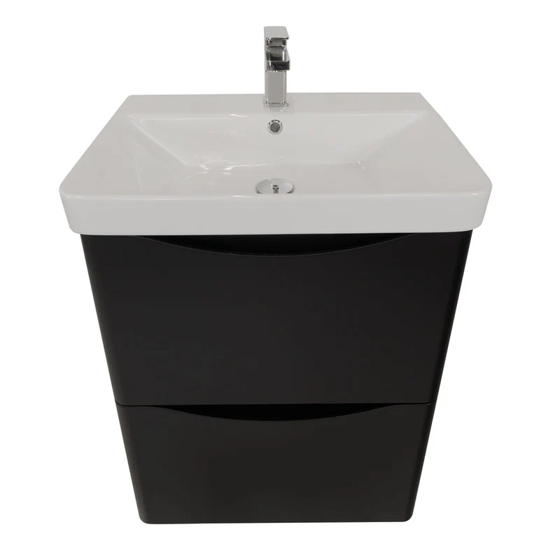 Happi 600mm Floor Standing Vanity Unit & Basin - Black