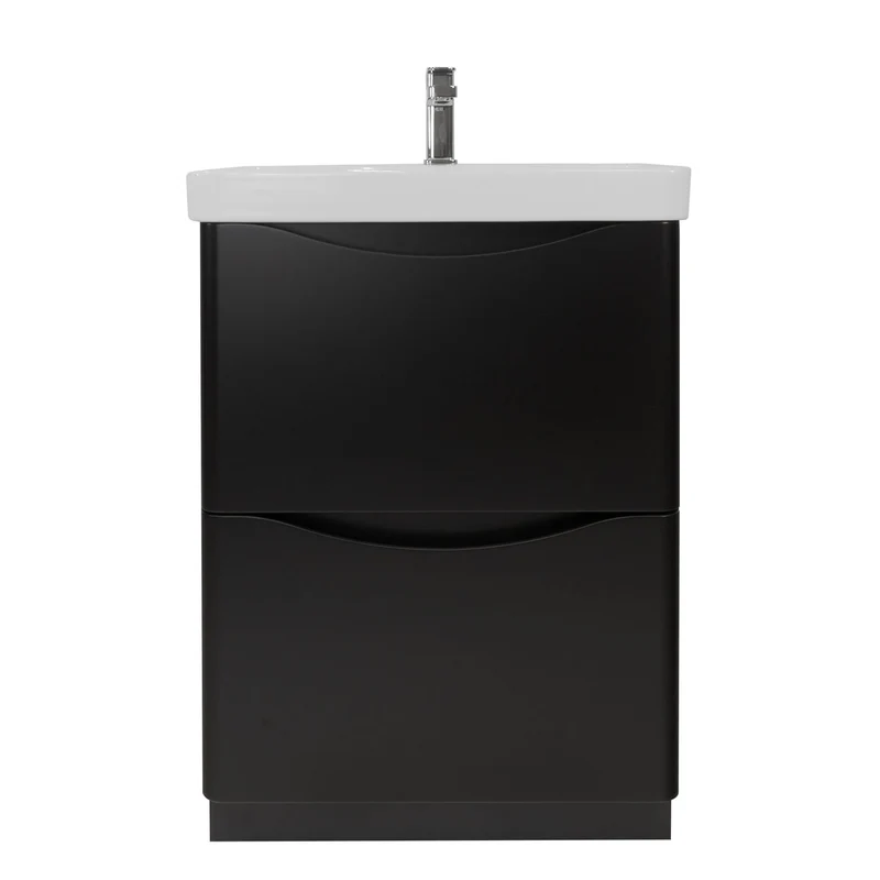Happi 600mm Floor Standing Vanity Unit & Basin - Black