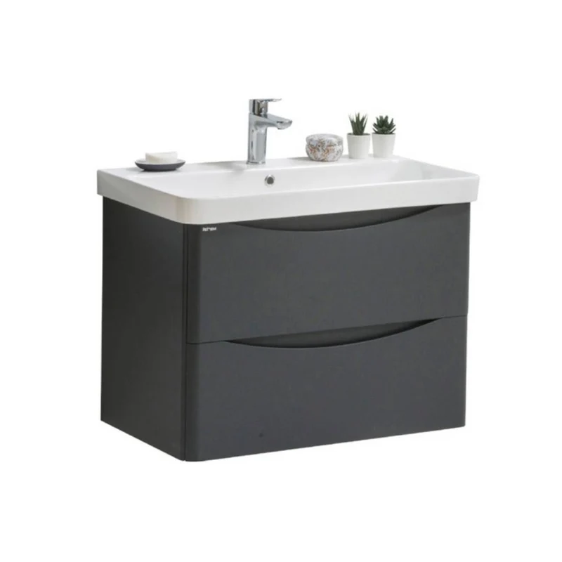Happi 800mm Wall Hung Vanity Unit & Basin - Matt Anthracite