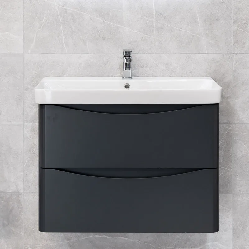 Happi 800mm Wall Hung Vanity Unit & Basin - Matt Anthracite