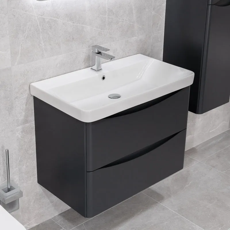 Happi 800mm Wall Hung Vanity Unit & Basin - Matt Anthracite