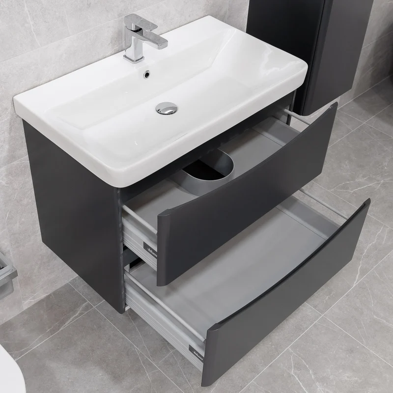 Happi 800mm Wall Hung Vanity Unit & Basin - Matt Anthracite
