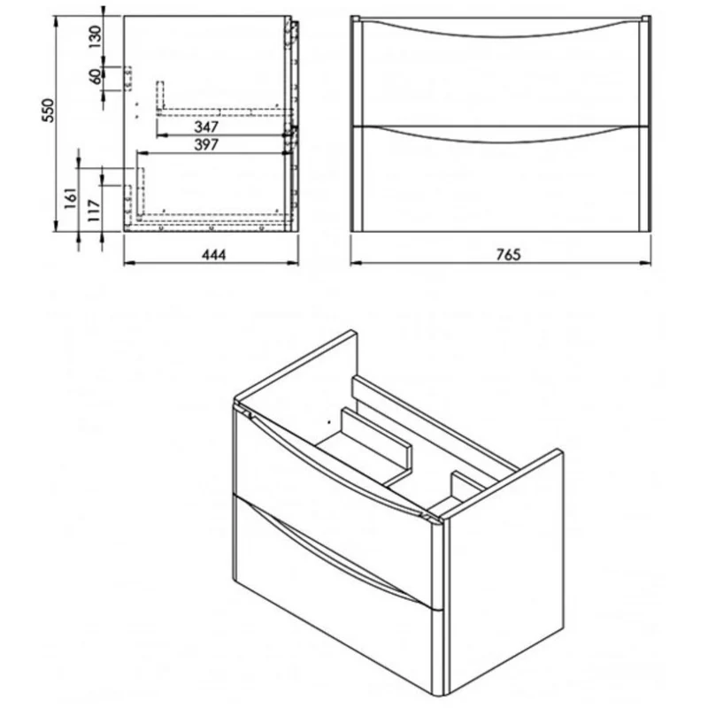 Happi 800mm Wall Hung Vanity Unit & Basin - Matt Anthracite