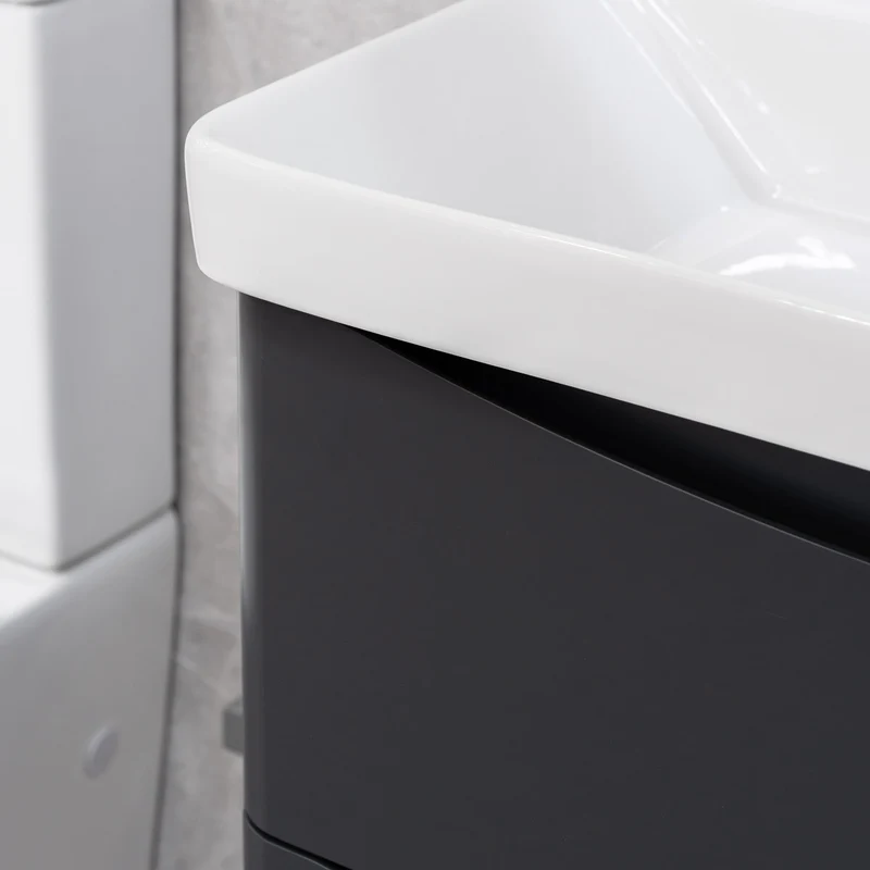 Happi 800mm Wall Hung Vanity Unit & Basin - Matt Anthracite