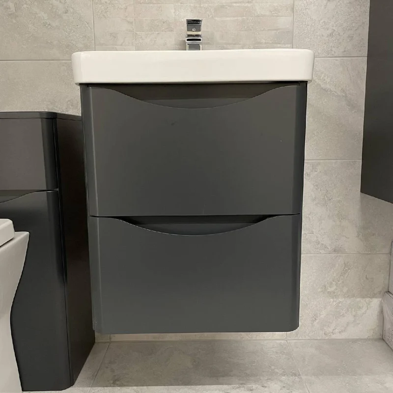 Happi 500mm Wall Hung Vanity Unit & Basin - Matt Anthracite