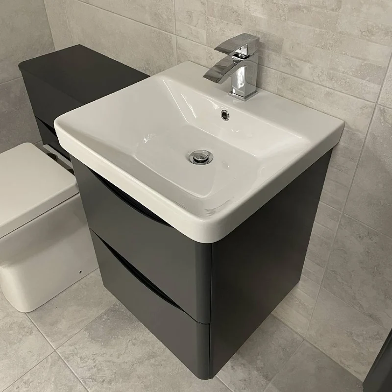 Happi 500mm Wall Hung Vanity Unit & Basin - Matt Anthracite