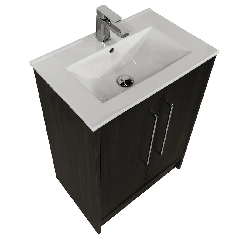 Josef Martin Urbano 600mm Space Saver Floor Standing Vanity Unit & Basin - Roble Azabache
