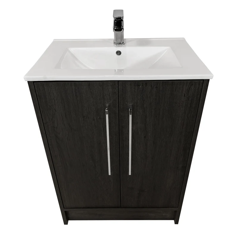 Josef Martin Urbano 600mm Space Saver Floor Standing Vanity Unit & Basin - Roble Azabache