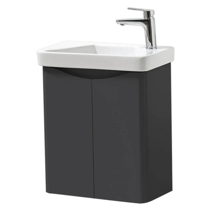 Happi 500mm Wall Hung Cloakroom Vanity Unit & Basin - Matt Anthracite
