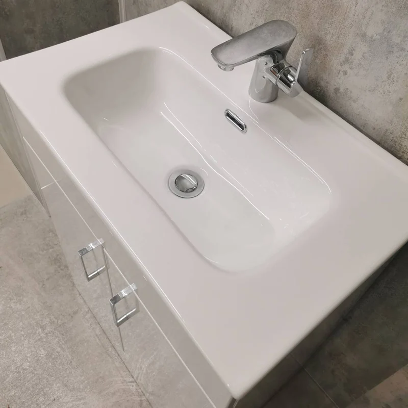 Bergo 600mm Floor Standing Vanity Unit & Minimalist Basin - Gloss White