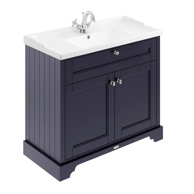 Hudson Reed Old London 1000mm Vanity Unit & Ceramic 1 Tap Hole Basin - Twilight Blue LOF307
