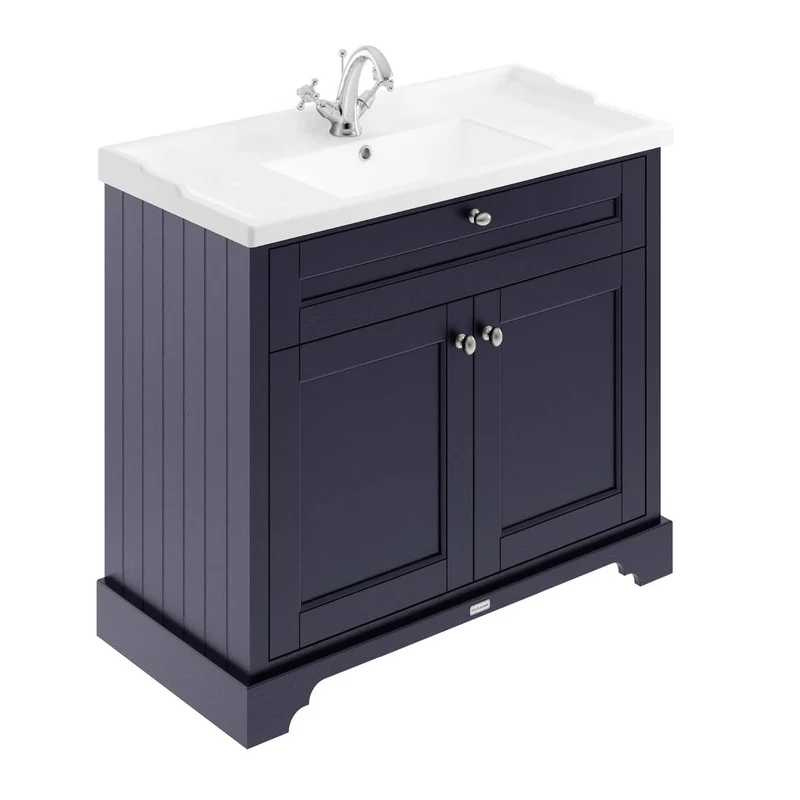 Hudson Reed Old London 1000mm Vanity Unit & Ceramic 1 Tap Hole Basin - Twilight Blue LOF307