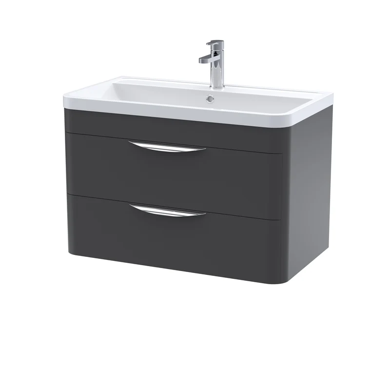 Nuie Parade 800 x 450mm Wall Hung Vanity Unit With 2 Drawers & Basin