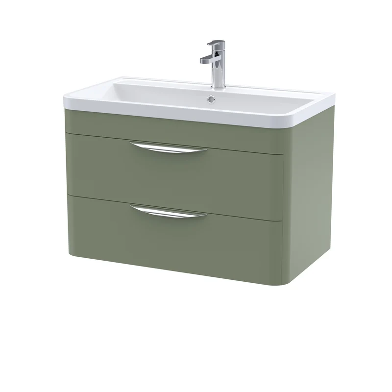Nuie Parade 800 x 450mm Wall Hung Vanity Unit With 2 Drawers & Basin