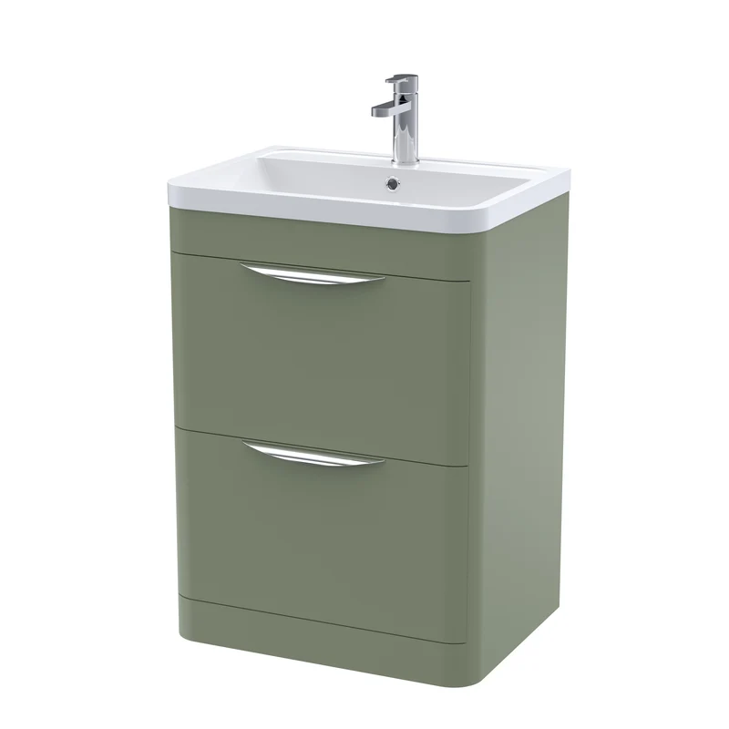Nuie Parade 600 x 450mm Floor Standing Vanity Unit With 2 Drawers & Basin