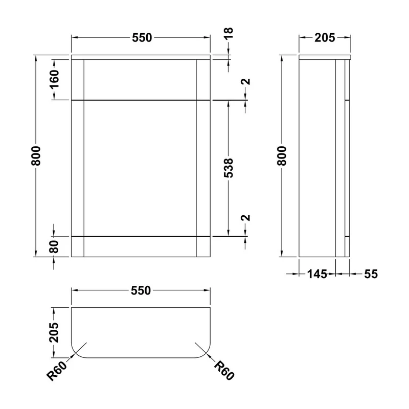 Nuie Parade 550 x 200mm WC Unit (Without Cistern)
