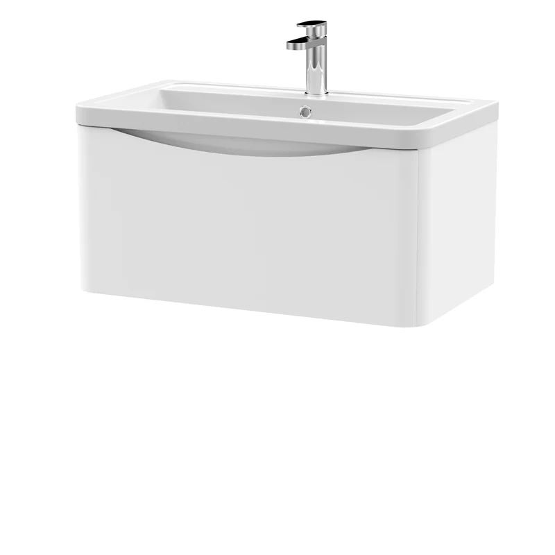 Nuie Lunar 800 x 445mm Wall Hung Vanity Unit With 1 Drawer & Basin