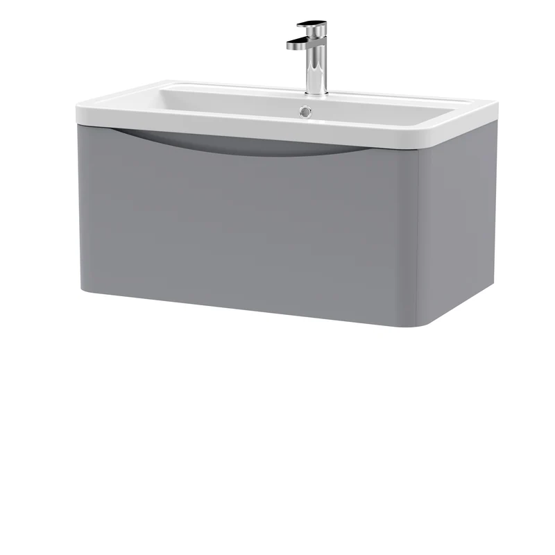 Nuie Lunar 800 x 445mm Wall Hung Vanity Unit With 1 Drawer & Basin
