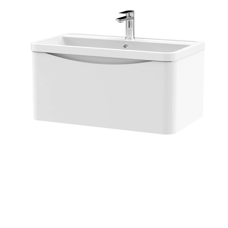 Nuie Lunar 800 x 445mm Wall Hung Vanity Unit With 1 Drawer & Basin